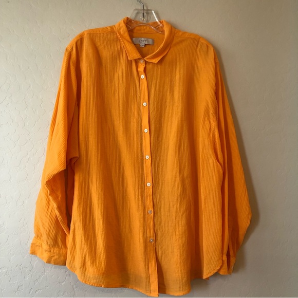 LOFT Dolman sleeve relaxed button down Size XL - Picture 4 of 9
